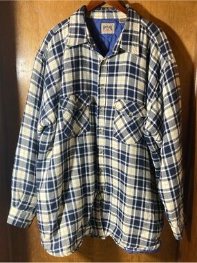 Himalaya Outfitters Men’s 3XLT Quilted Flannel Jacket Navy/ Yellow Plaid Outdoor